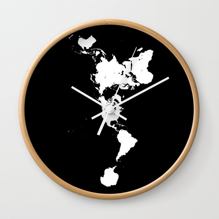 Dymaxion World Map Fuller Projection Map Minimalist White On Black Wall Clock By Constantchaos Society6 Get user reviews on all home decor products. society6