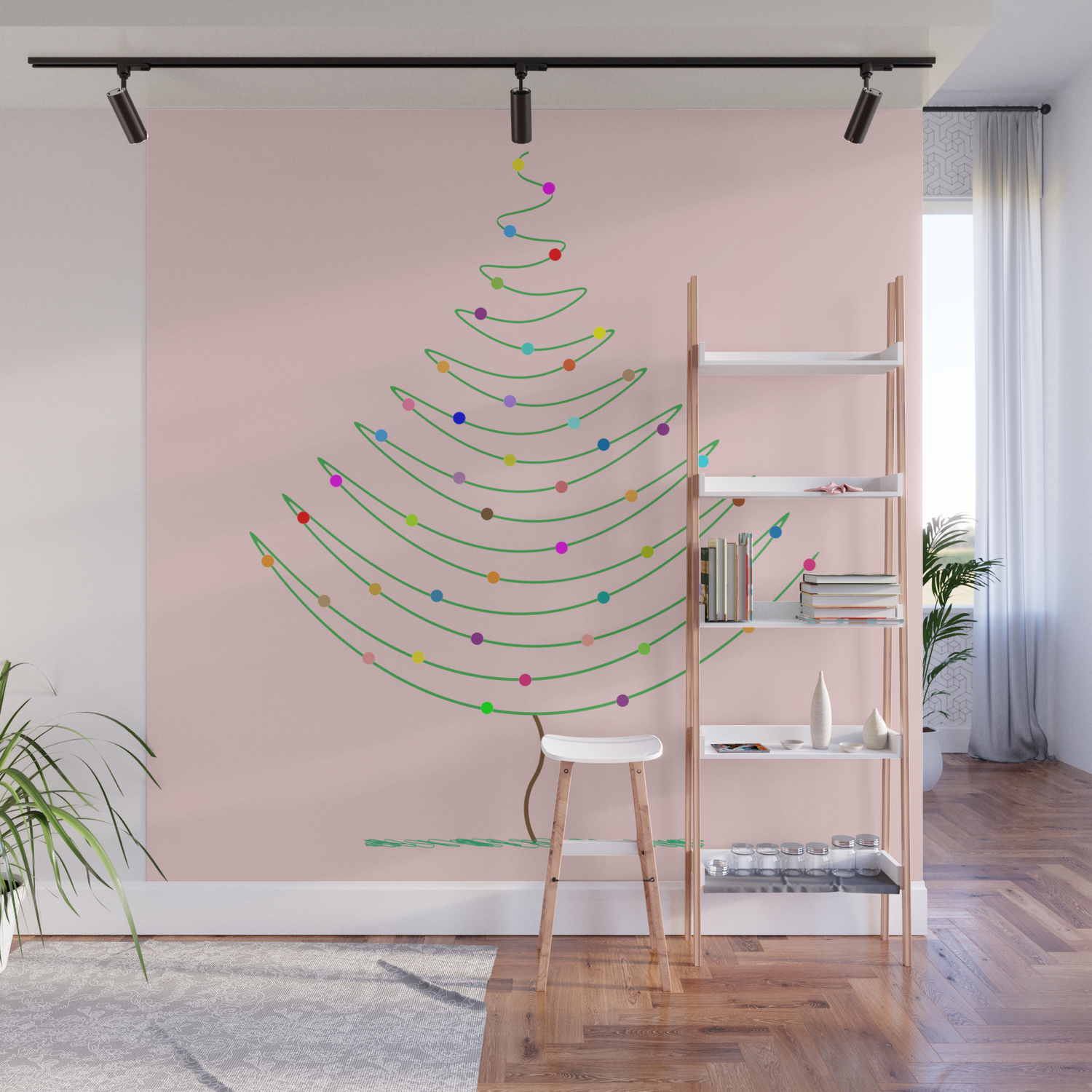 Christmas Tree Lights Wall Mural By Queenielamb Society6