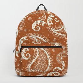 Paisley Pattern with Butterflies Rust Orange Backpack