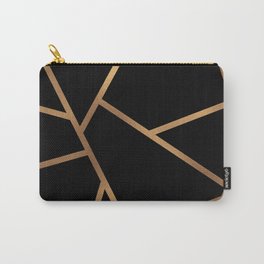 Black and Gold Fragments - Geometric Design Carry-All Pouch