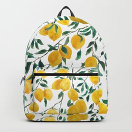 watercoor yellow lemon pattern Backpack