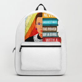 Never Underestimate Power of A Girl With Book RBG Ruth Girls T-Shirt Backpack