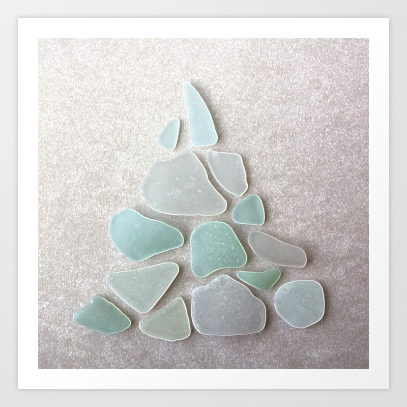 Sea Foam Sea Glass Christmas Tree Christmas Seaglass Art Print By Nancysmith Society6