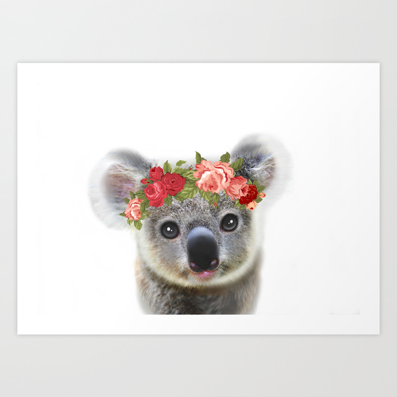 Cute Baby Animal Koala Bear With Flower Crown Art Print By Moniquelap Society6 Things that make you go aww! cute baby animal koala bear with flower crown art print by moniquelap