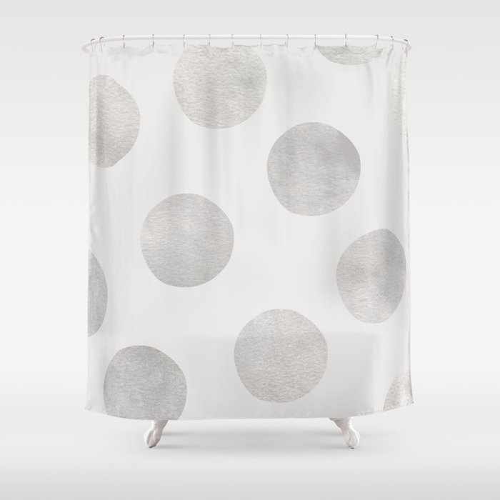 Silver Polka Dots Shower Curtain By Georgiana Paraschiv Society6 Silver Polka Dots Shower Curtain By, Black And White Polka Dot Shower Curtain