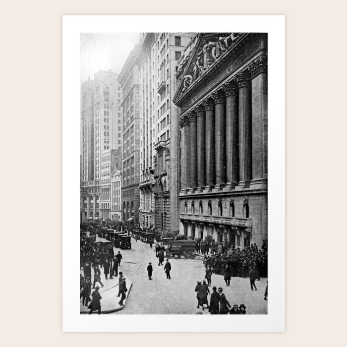 Vintage Wall Street NYC Photograph (1921) Art Print by BravuraMedia
