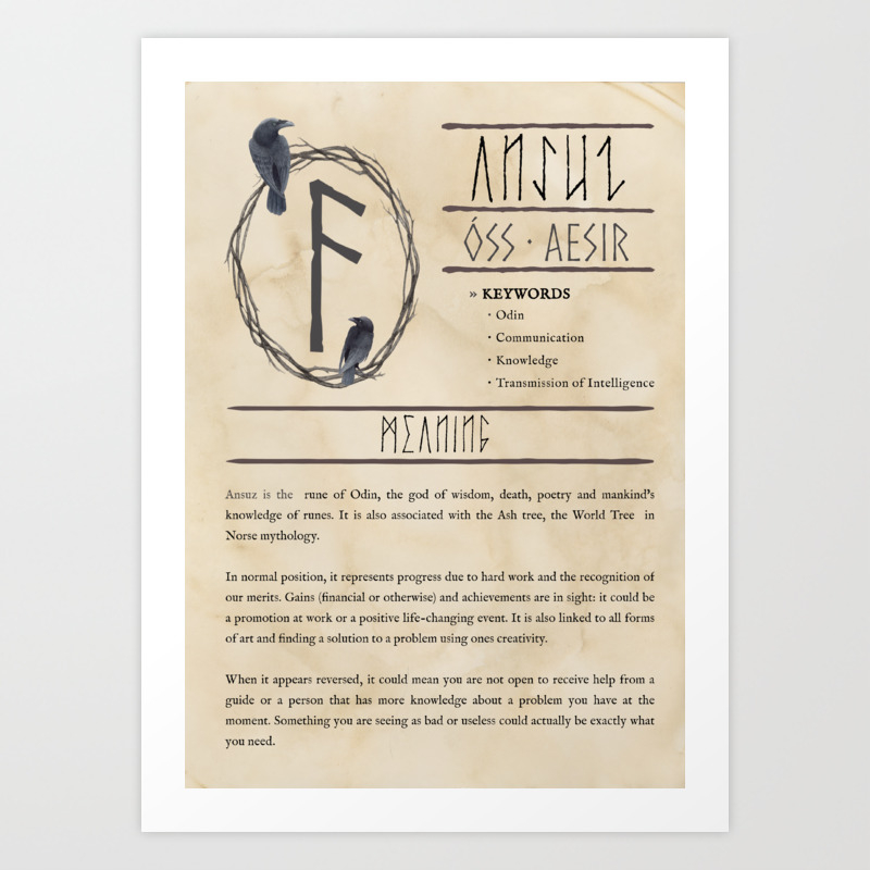 Ansuz Rune Meaning Book Of Shadows Page Elder Futhark Art Print By Timenomads Society6 Ansuz Rune Meaning Book Of Shadows Page Elder Futhark Art Print By Timenomads Society6