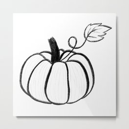 Simple Pumpkin Line Drawing Metal Print