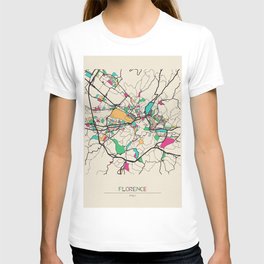 Colorful City Maps: Florence, Italy T Shirt