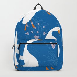 Cute Cartoon Goose Pattern Backpack | Color, Animal, Goose, Elegant, Home Decor, Boho, Illustration, Painting, Blue, Modern 