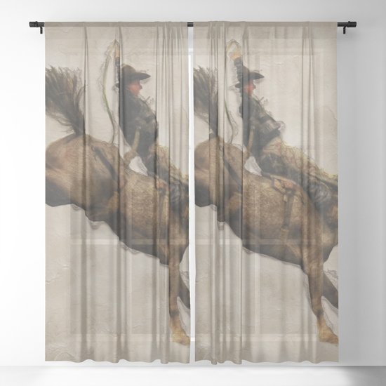 Western Style Bucking Bronco Cowboy Sheer Curtain By Onlinegifts Society6
