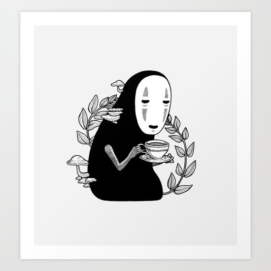 No Face Tea Time Art Print By Senmizuumi Society6 Check out our no face drawing selection for the very best in unique or custom, handmade pieces from our digital prints shops. no face tea time art print by senmizuumi