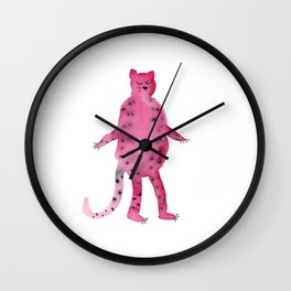 pink jungle cat illustration Wall Clock | Junglecat, Painting, Catillustration, Pinkcat, Ink, Curated, Watercolor 