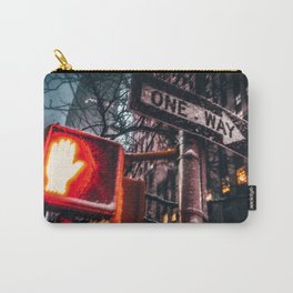 New York City One Way and Stop Street Sign covered by snow Carry-All Pouch