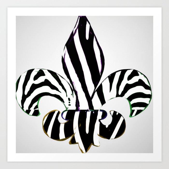 Black And White Zebra Stripe Fleur De Lis Art Print By Artbytinavaughn Society6 Download pictures of fleur di lis tattoo. society6