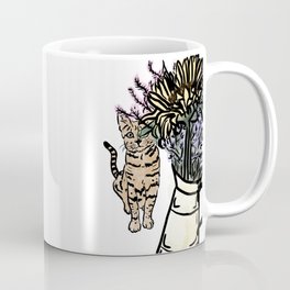 Cat and Bouquet Coffee Mug
