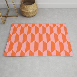 Classic Trapezoid Pattern 740 Orange and Pink Rug