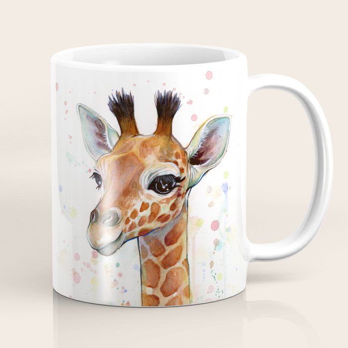 Giraffe Baby Watercolor Coffee Mug by Olechka | Society6