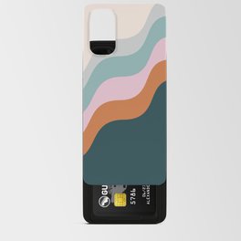 Abstract Diagonal Waves in Teal, Terracotta, and Pink Android Card Case